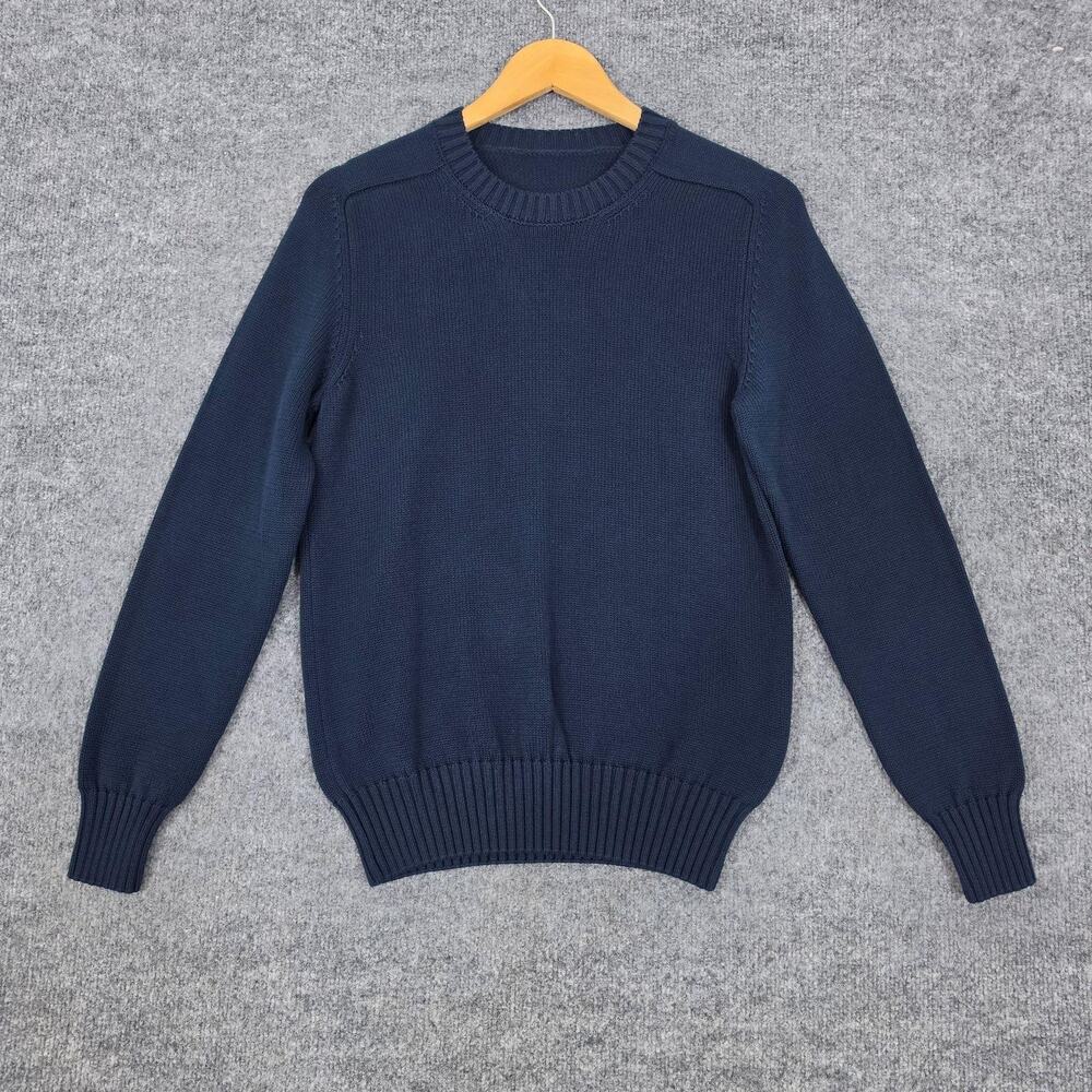 Anderson & Sheppard Sweater Men XS Navy Cotton Knit Crewneck Quiet Luxury Preppy